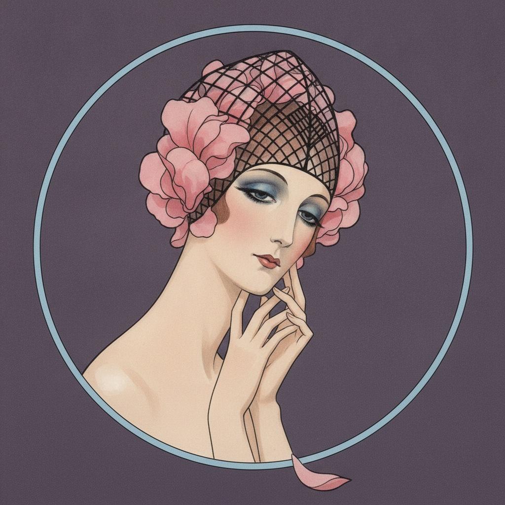 Dusty Rose Petals Within A Charcoal Netting Circle — Valentin Laurent De Courcey