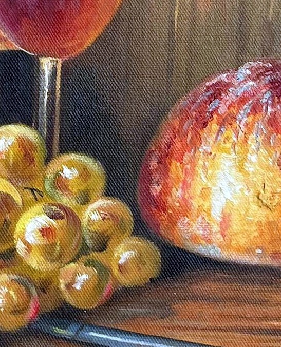 Baroque Still Life with Wine and Fruit - detail