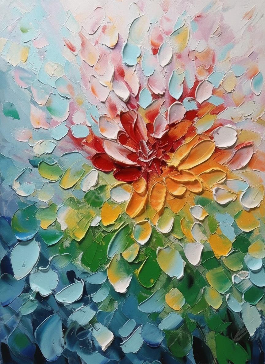 Radiant Emergence: A Spontaneous Explosion Of Crimson Petals And Luminous Teal Horizons — Christian Noiret
