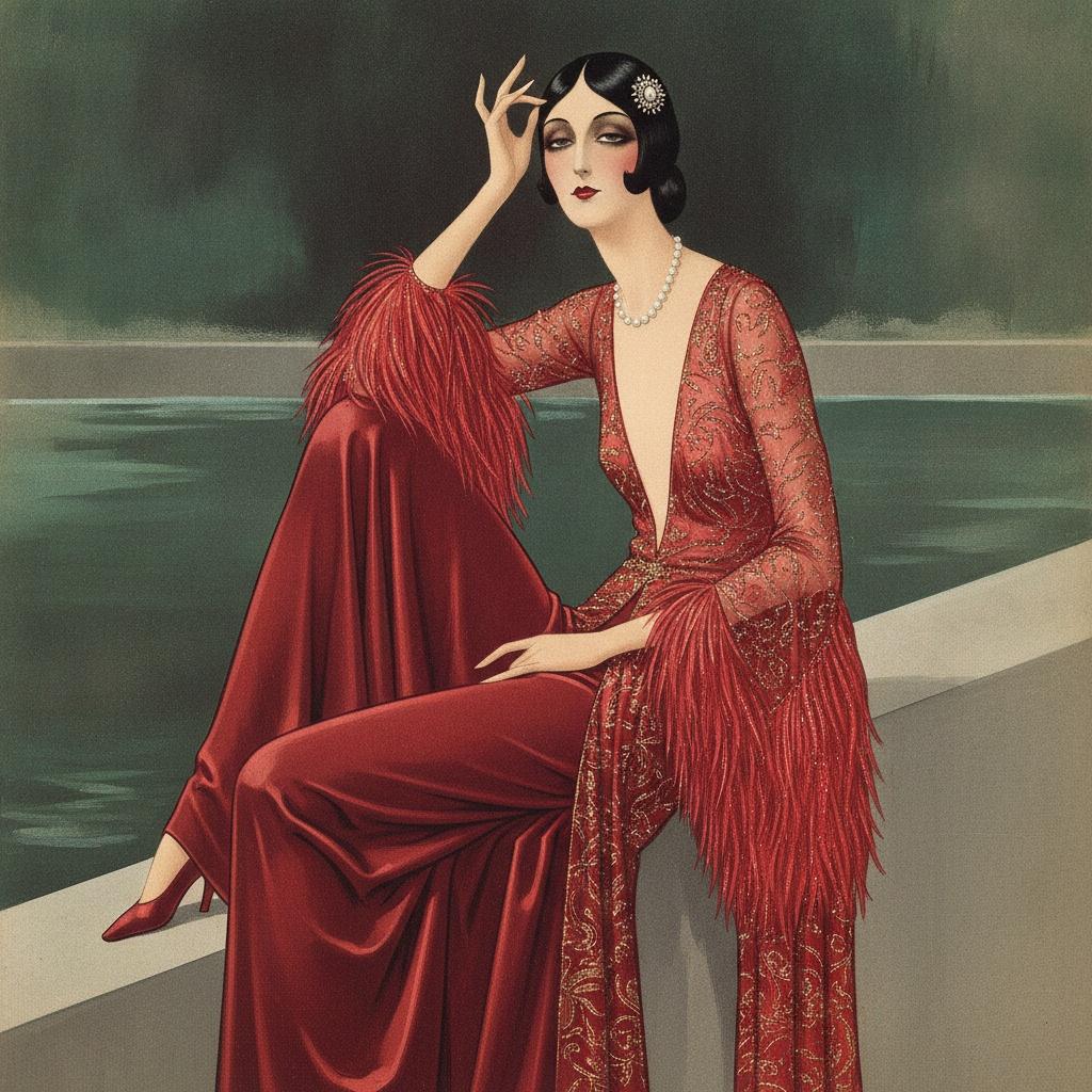 Crimson Satin And Pearl Amidst A Teal Sea — Valentin Laurent De Courcey