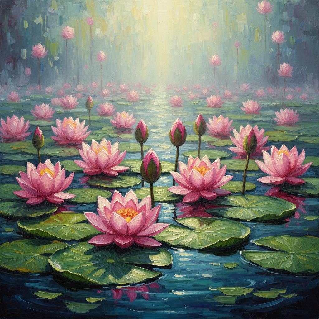 Ethereal Bloom In Radiant Mist: A Singular Vision Of Serene Lotus Sanctuary — Christian Noiret