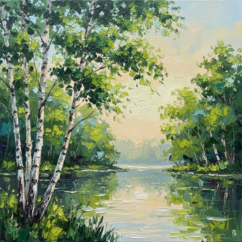 Ethereal Morning Light Through Verdant Birch Silhouettes In A Unique Masterpiece — Laurent Fontaine