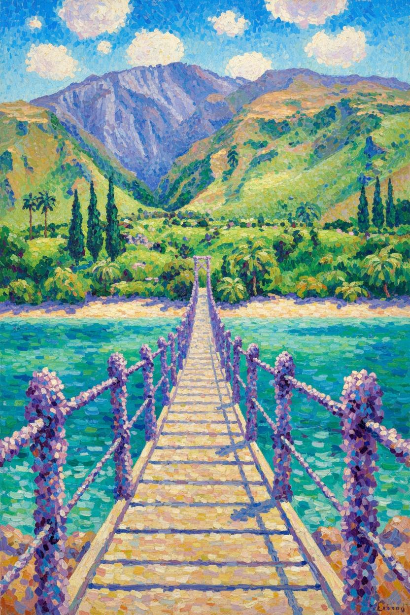 Azure Passage: A Neo-impressionist Journey Toward The Verdant Peaks — Océane Faubert