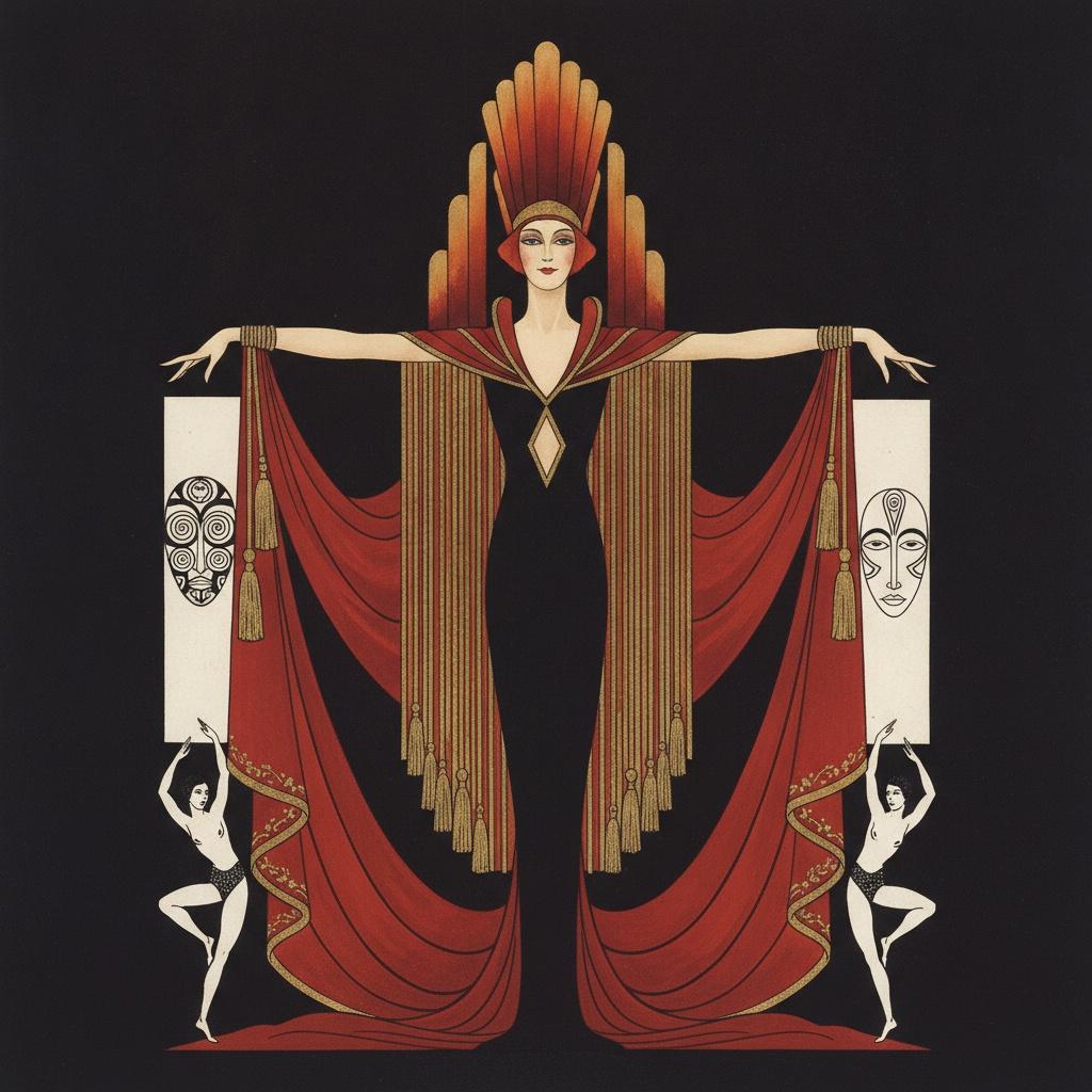 Crimson Tassels And The Golden Flame Headdress — Valentin Laurent De Courcey