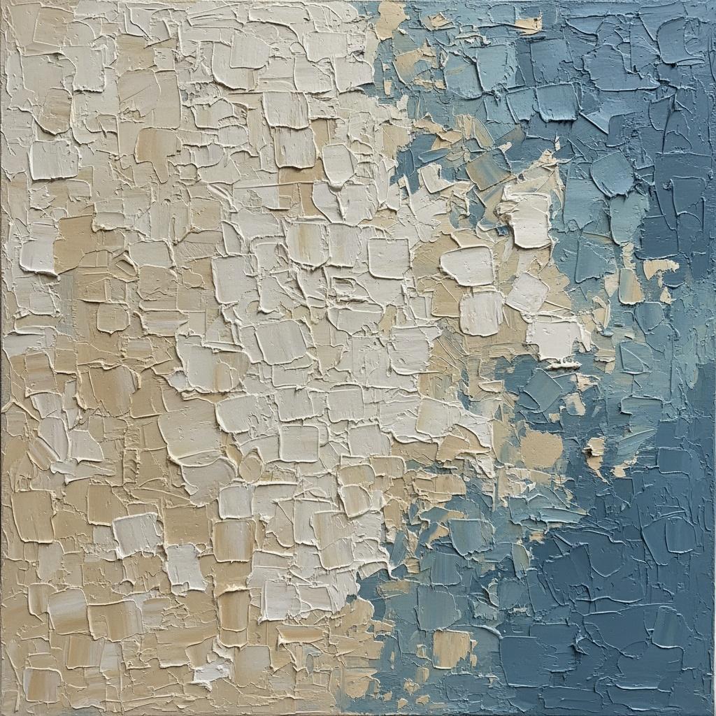 Fragmented Serenity In Slate And Cream: A Sculptural Study Of Muted Mosaic Tones — David Moreau