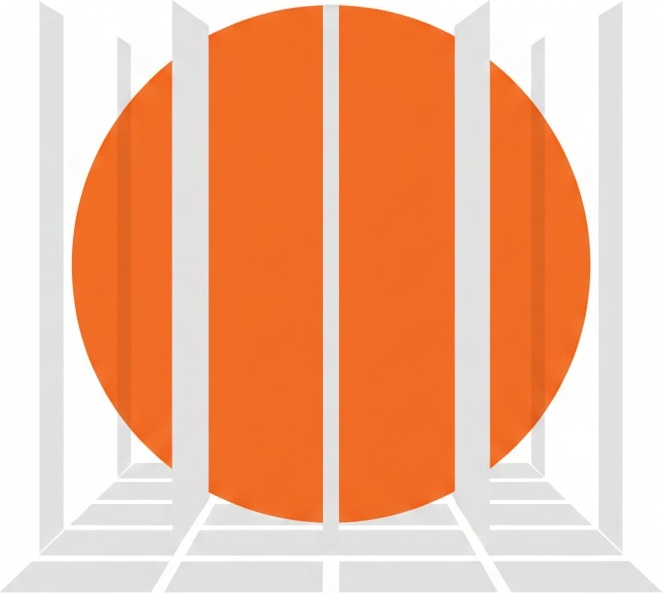 Monolithische Orange Solstitium Innerhalb Einer Symmetrischen Architektonischen Leere Ewiger Stabilität — Laurent Bernard