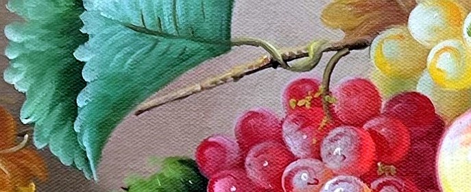 Baroque Fruit Still Life with Autumn Foliage - detail