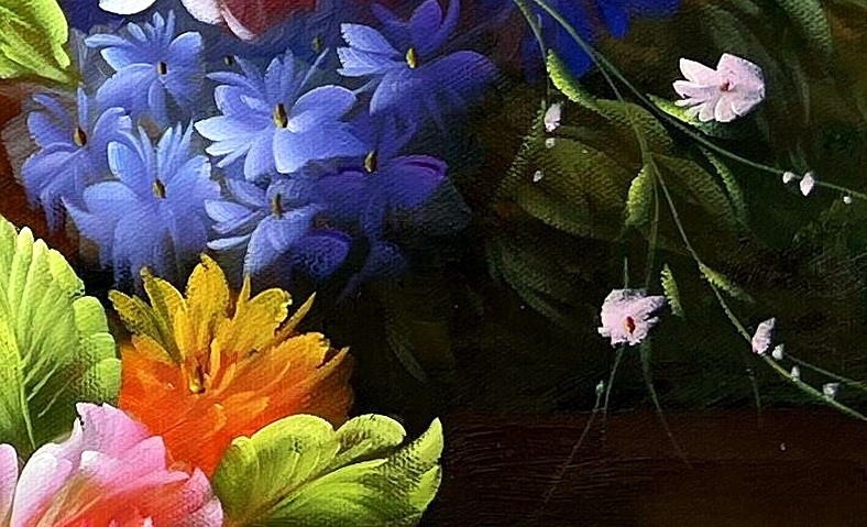 Impressionist Floral Still Life with Peonies - detail