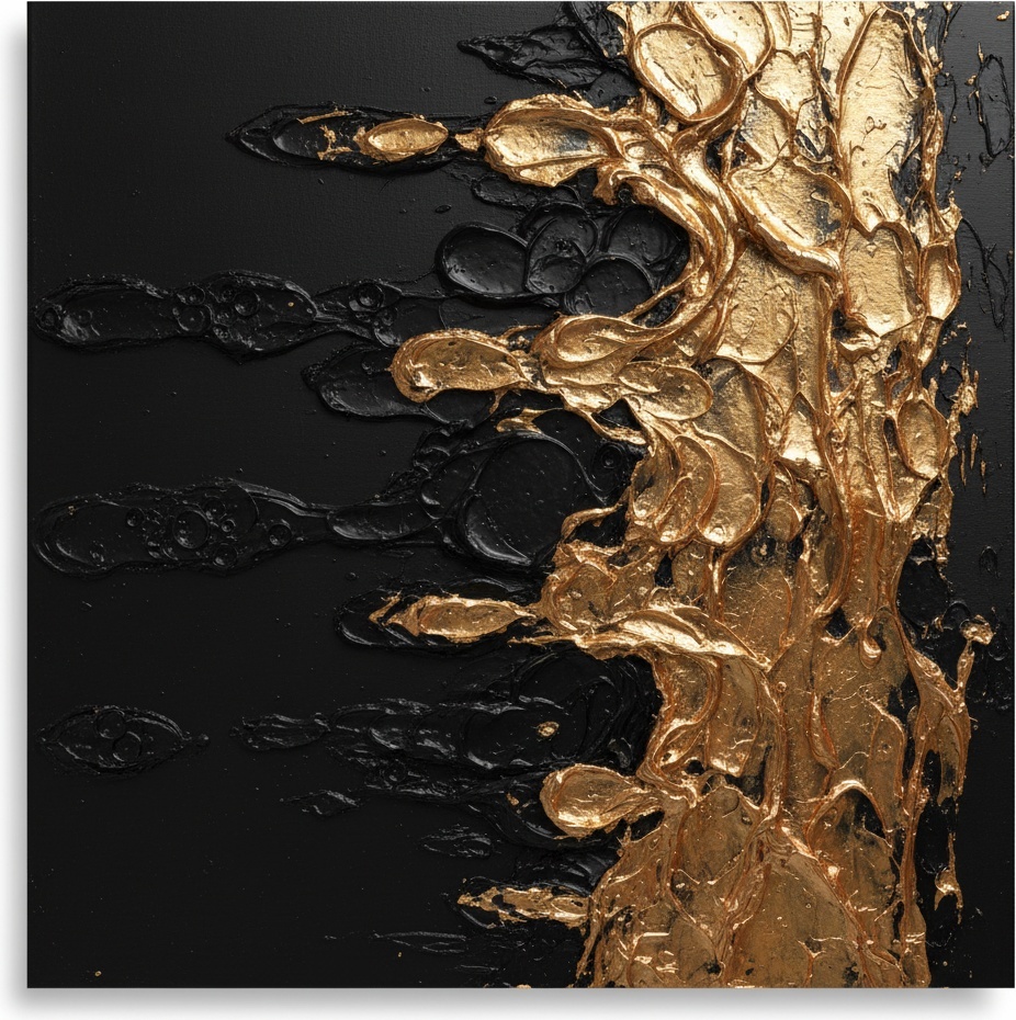 Gilded Obsidian Flow: A Monumental Study In Sculptural Gold And Eternal Void — David Moreau