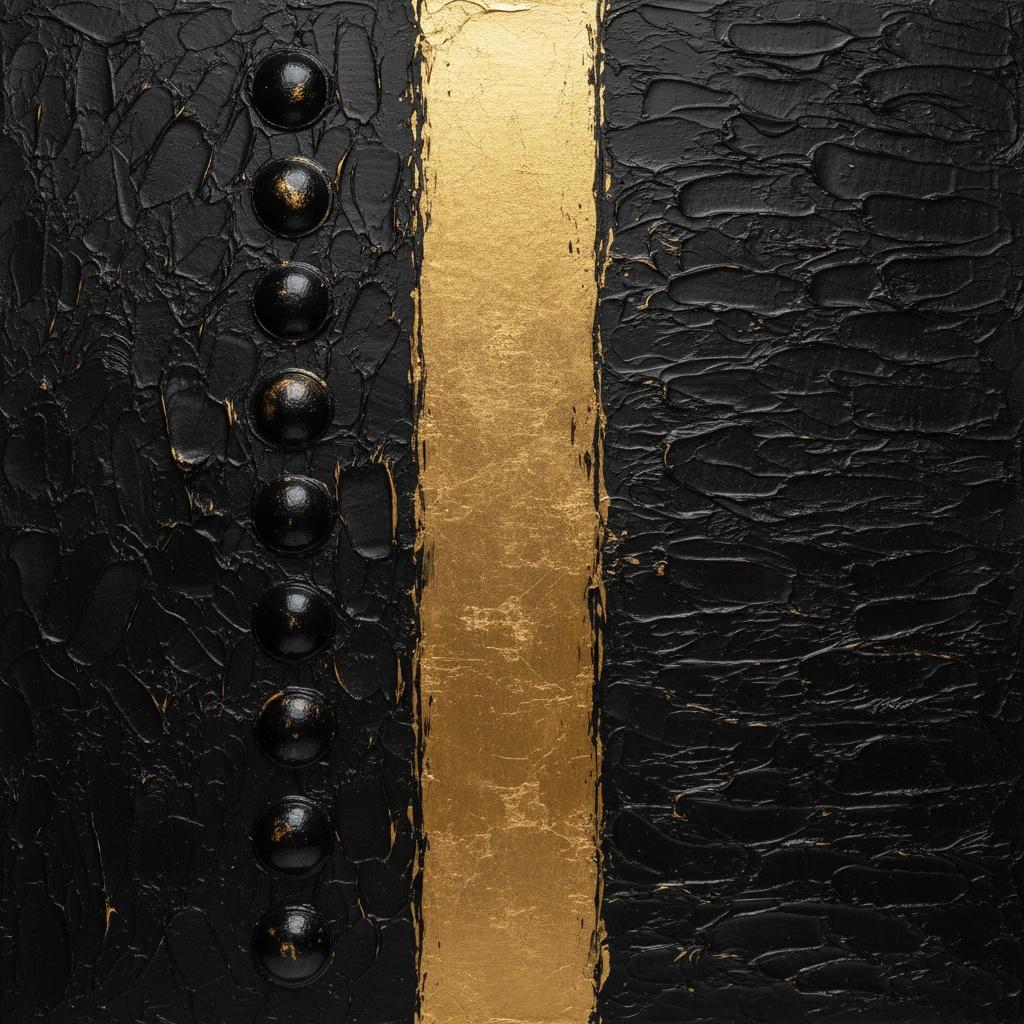 Golden Monolith: A Sculptural Study Of Obsidian Shadows And Rhythmic Metallic Relief — David Moreau