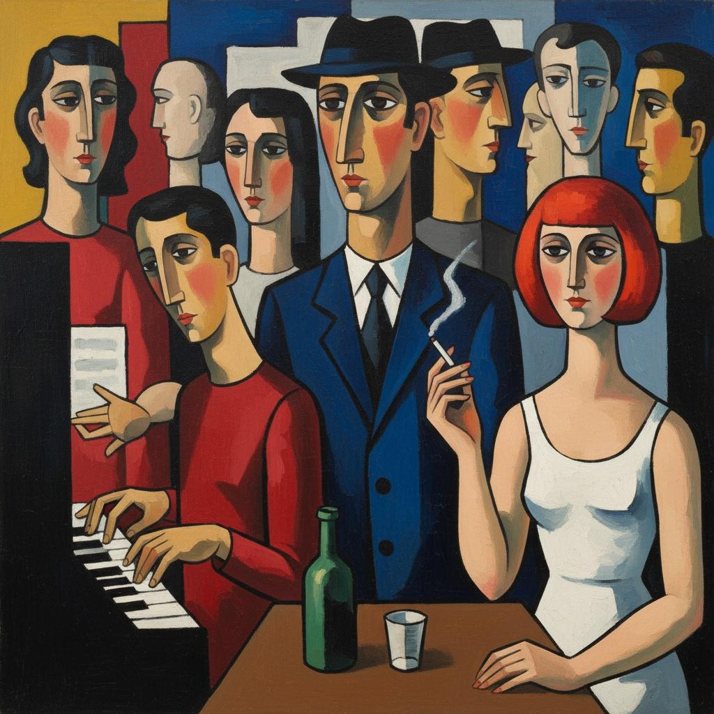 Melancholy In Navy And Crimson: A Monumental Study Of Silent Figures — Christian Noiret