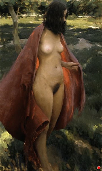 After Bathing . Red Pareo — Jeremy Lipking
