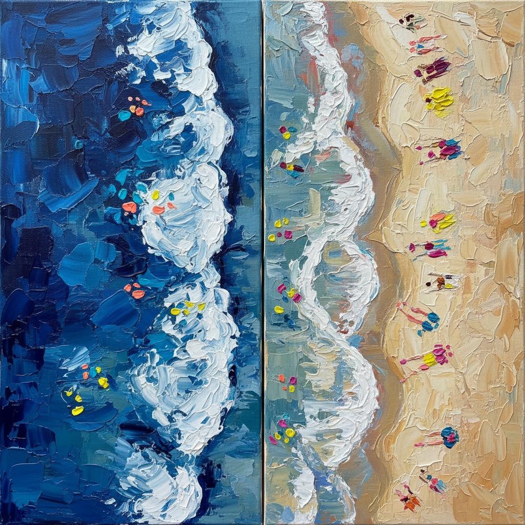 Ephemeral Tides Of Cobalt And Sand In A Sculptural Impasto Masterpiece — David Moreau