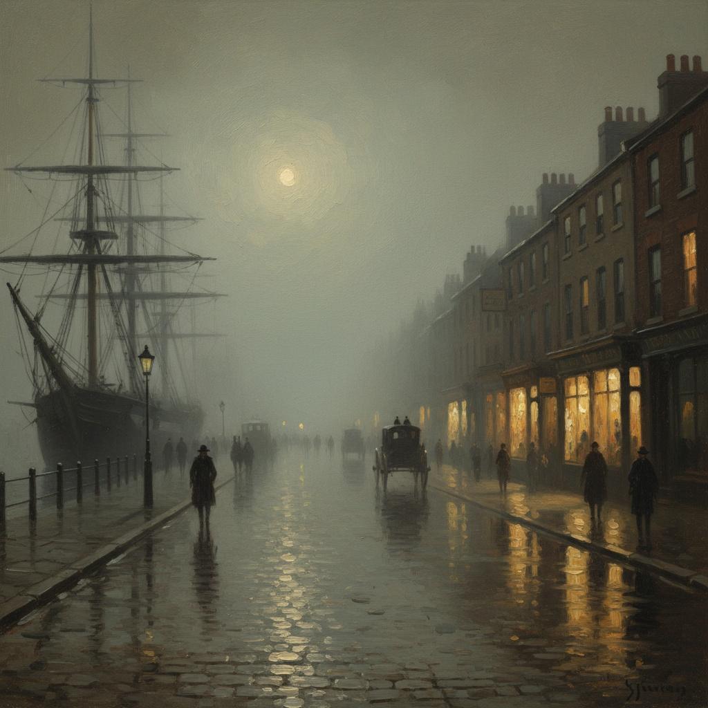 Nocturnal Reverie: Shadows On The Mist-bound Quay — Marc Duvallier