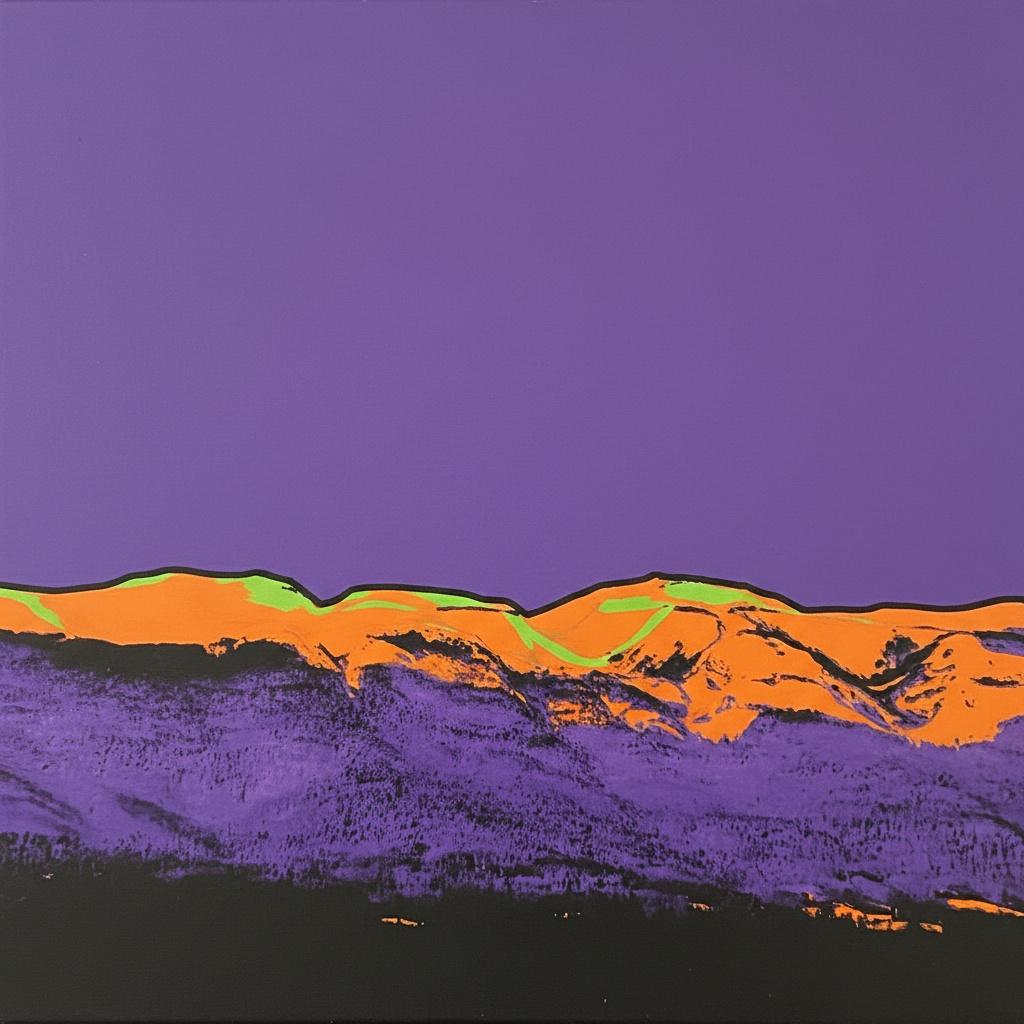 Eternal Twilight Over Monolithic Peaks In A Symphony Of Violet And Orange — Caroline Pelletier