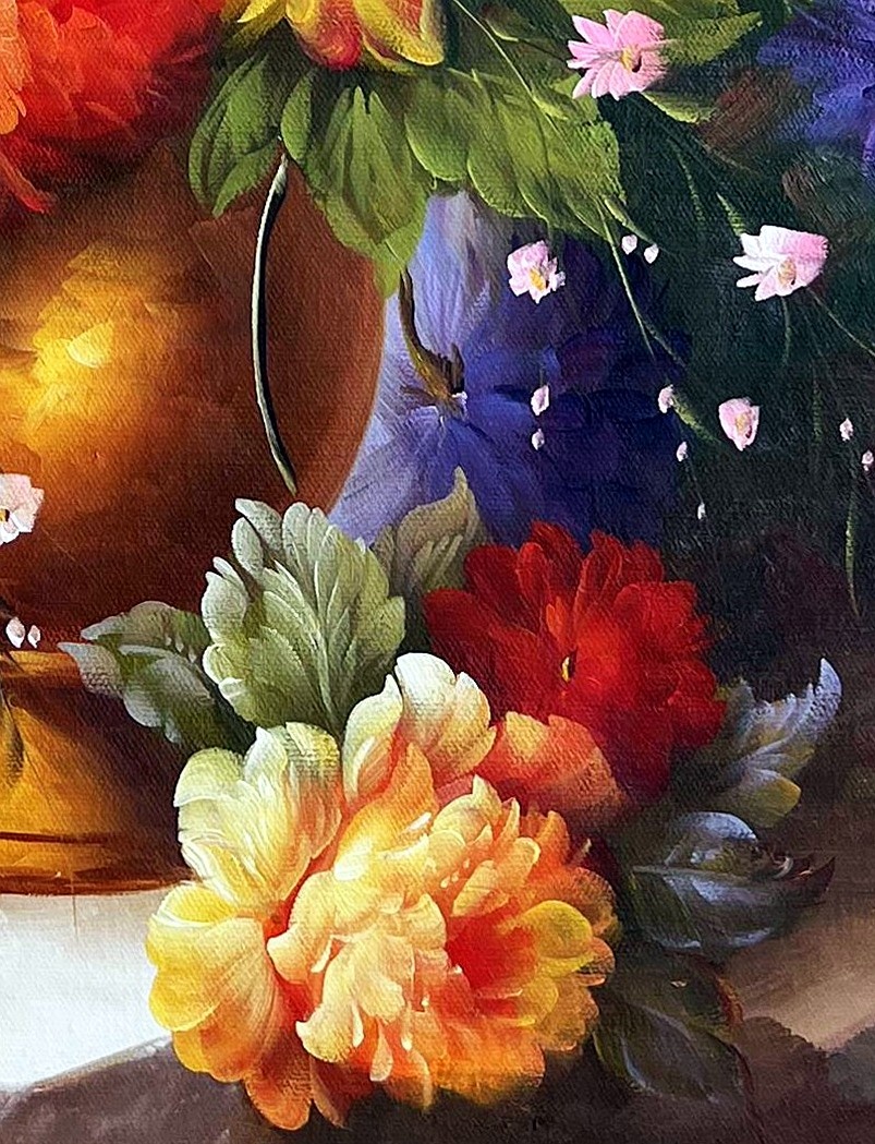 Vibrant Floral Still Life in Impressionist Style - detail