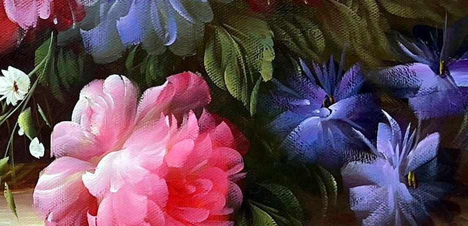 Romantic Floral Bouquet on Stone Ledge - detail