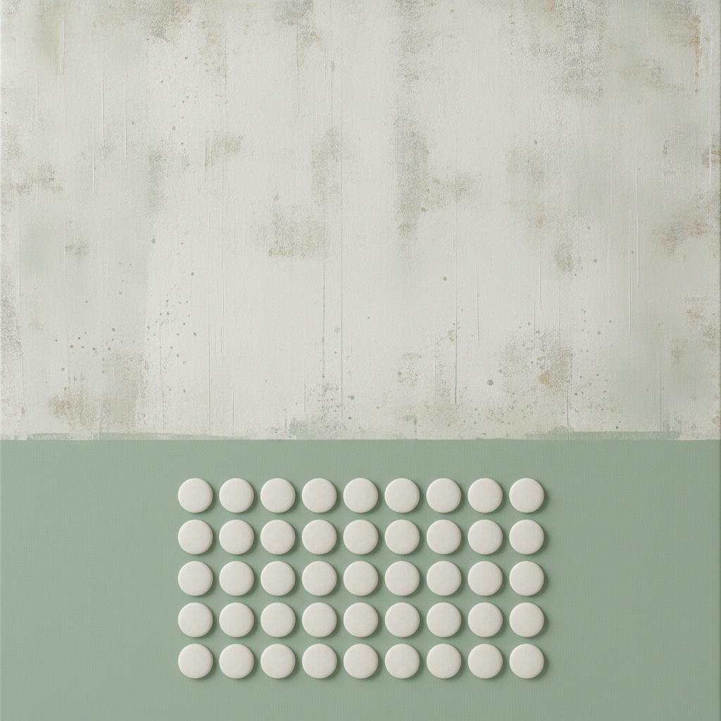 Weathered Cream And Sage Grid Of White Discs — David Moreau