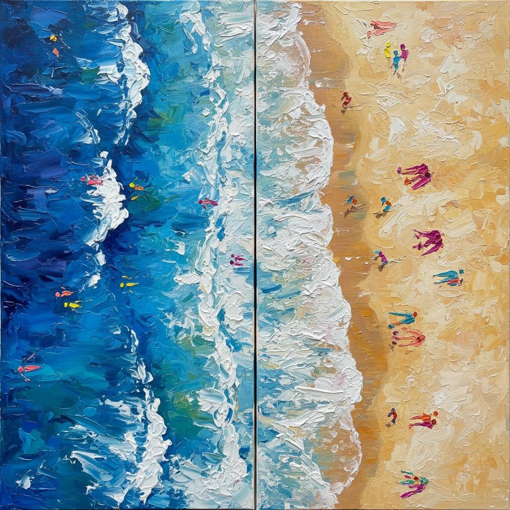 Azure Tide And Gilded Shore: A Sculptural Study Of Oceanic Motion — David Moreau