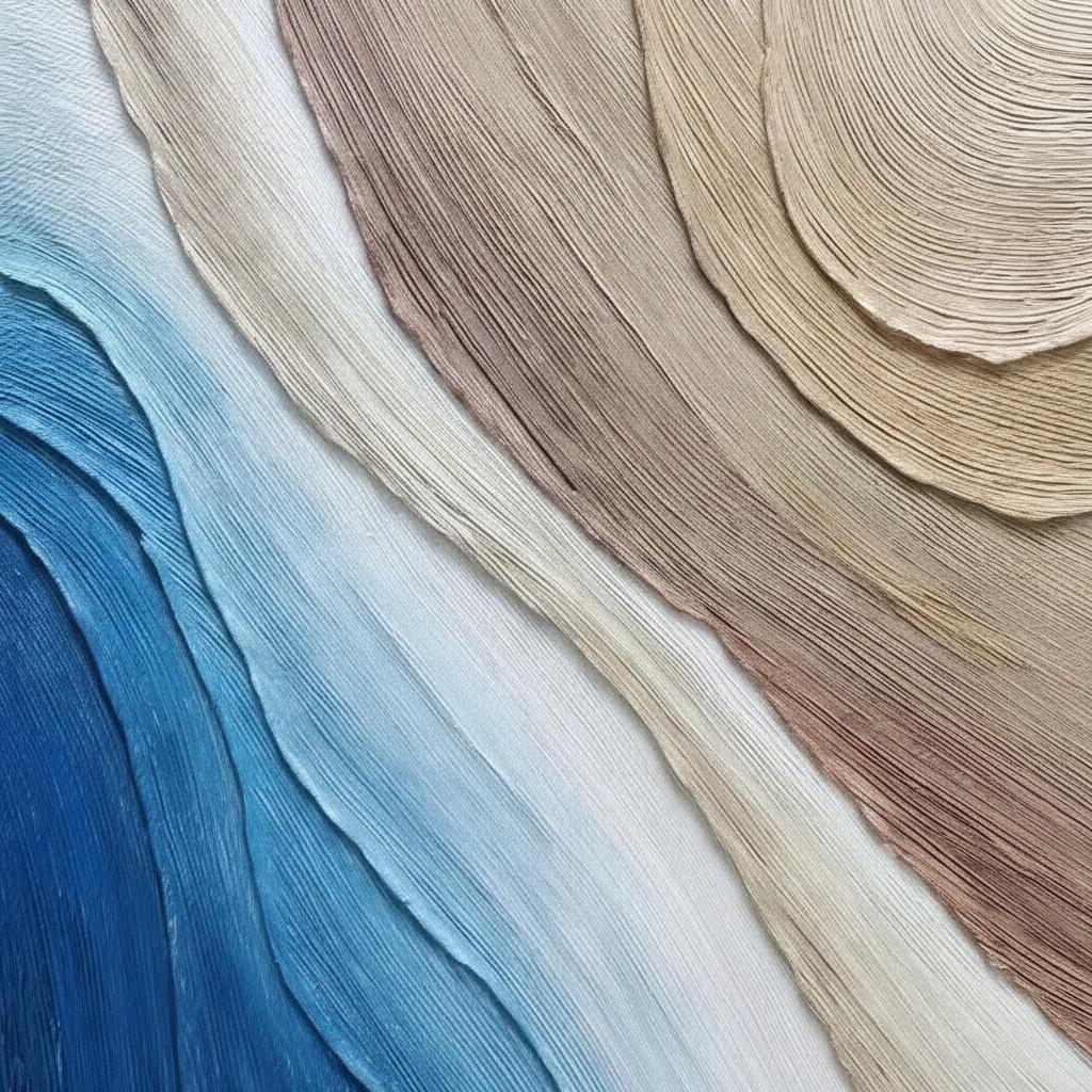 Ethereal Strata Of Cerulean Flow And Earthbound Ochre Sedimentary Rhythms — David Moreau