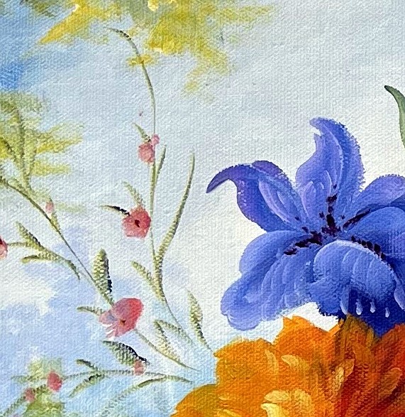 Romanticist Floral Basket with Peonies and Lilies - detail