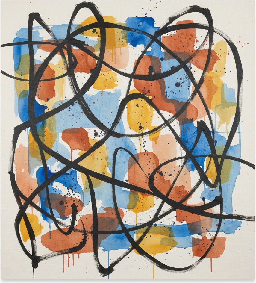 Fragmented Echoes Of Kinetic Motion In A Mosaic Of Cerulean And Ochre — Christian Noiret