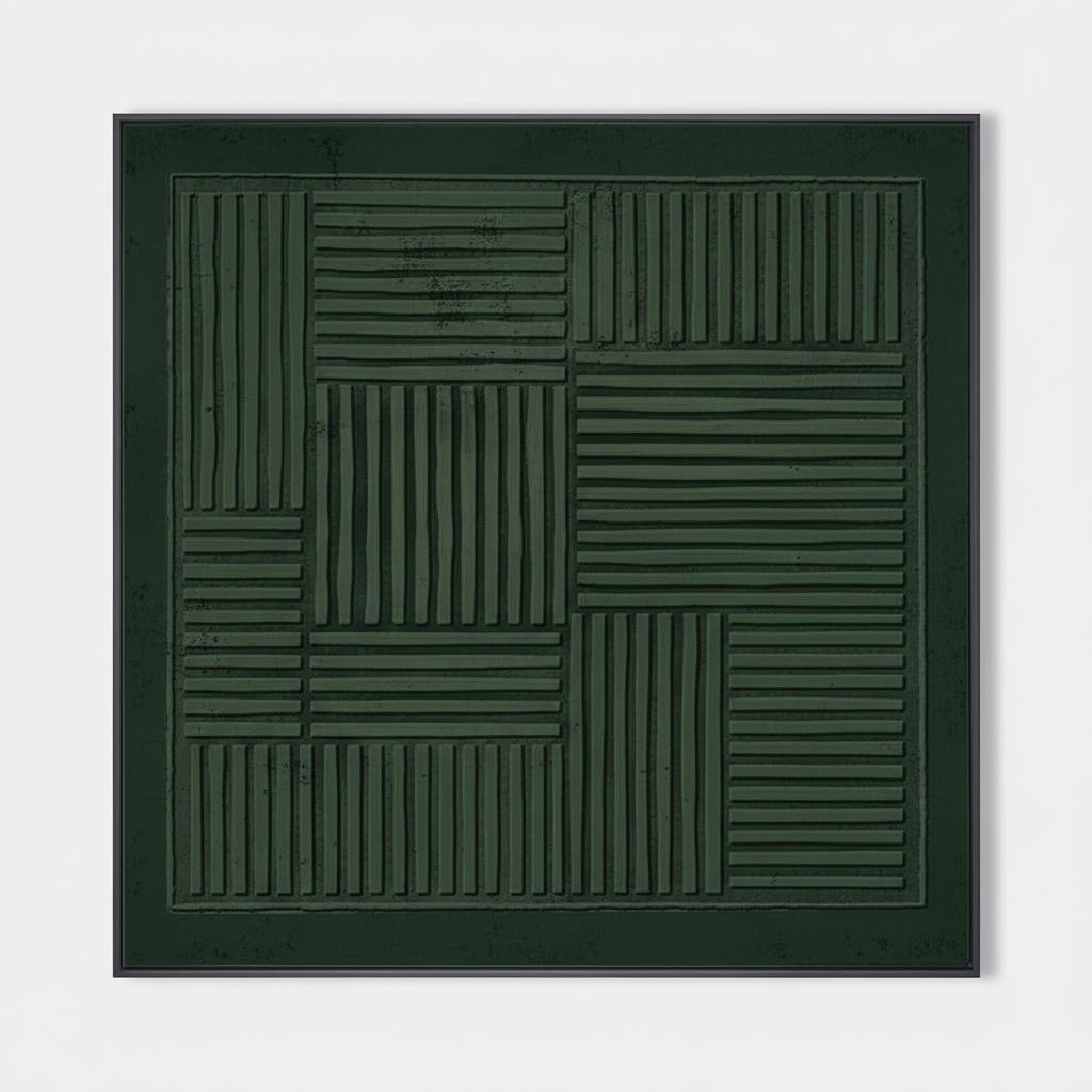 Monolithic Shadows In Forest Green: A Sculptural Study Of Eternal Geometric Order — David Moreau