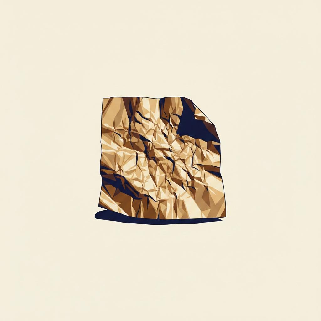 Fragmented Ochre Monolith: A Singular Study Of Geometric Tension And Midnight Shadows — Chloé Tessier