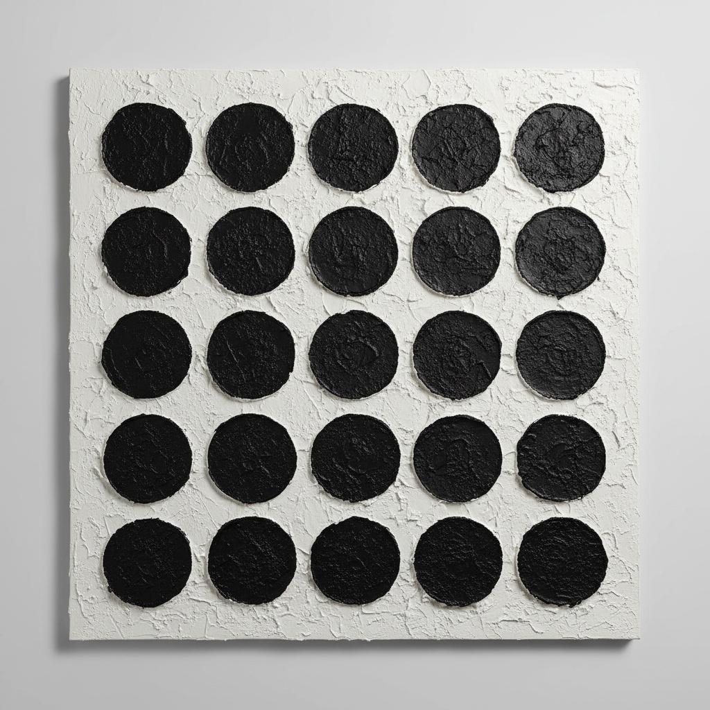 Monolithic Order: A Sculptural Study Of Twenty-five Obsidian Orbs In Relief — David Moreau