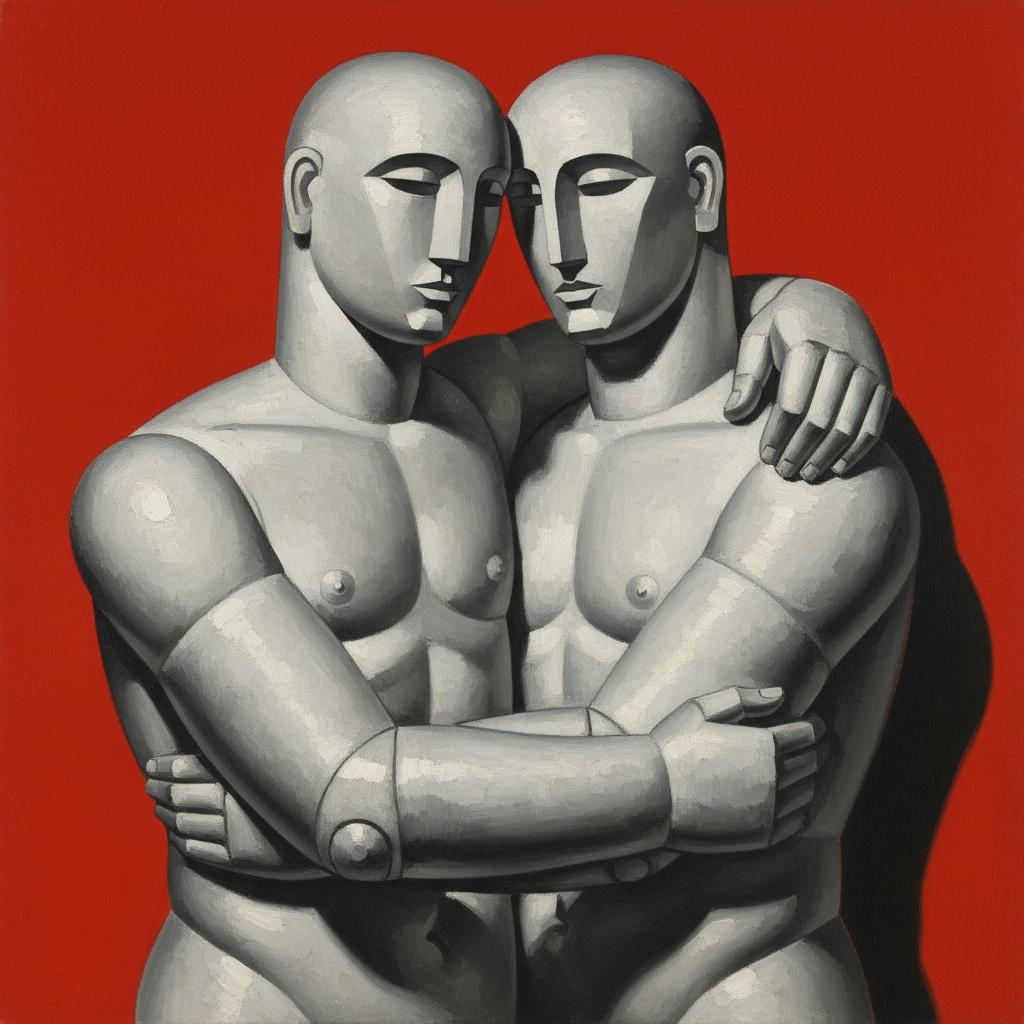Monolithic Embrace In Vermilion — Marc Duvallier