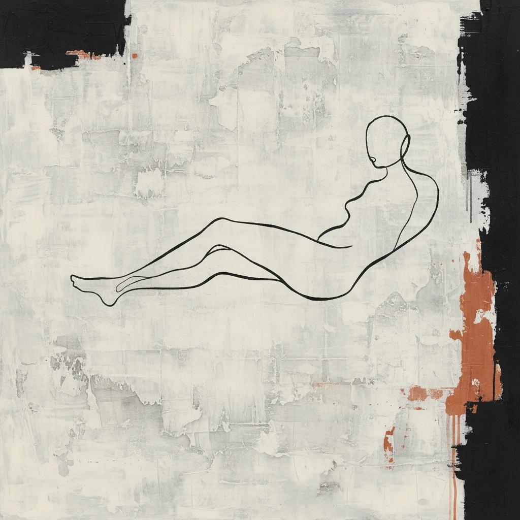 Fragmented Solitude: A Continuous Line Etched Amidst Eroded Shadows And Terracotta Tones — Laurent Vionnet