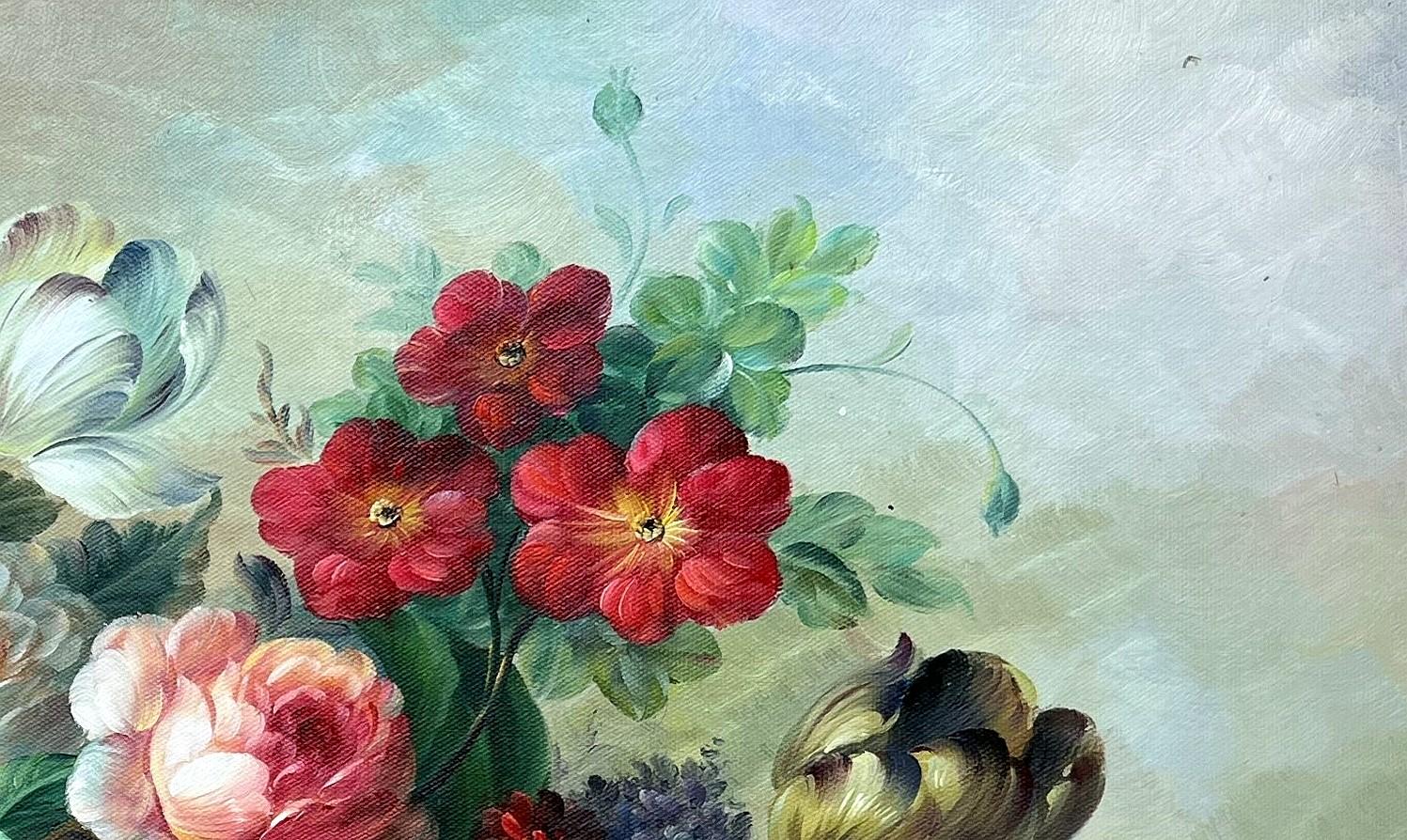 Baroque Floral Still Life on Linen - detail