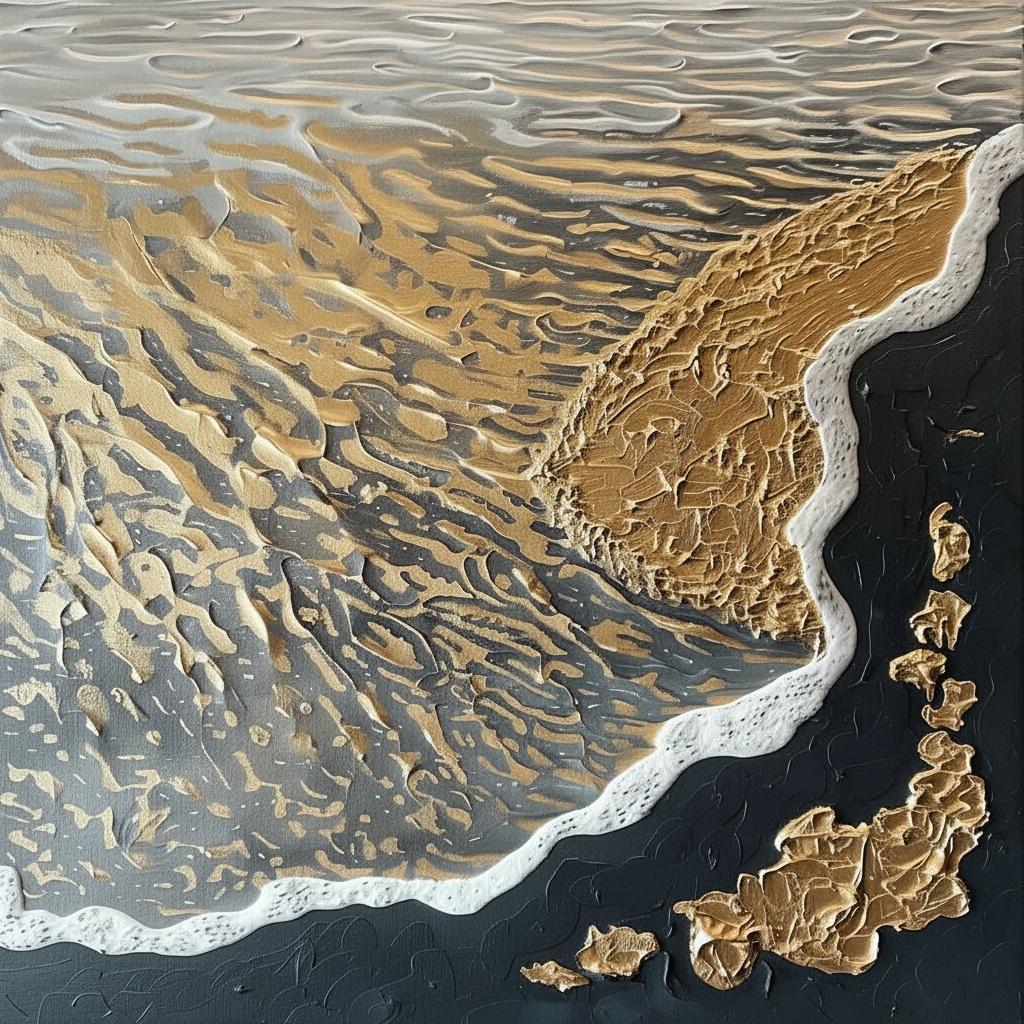 Luminous Gilded Ridges Sculpted Within A Monumental Void Of Deep Obsidian Shadows — David Moreau