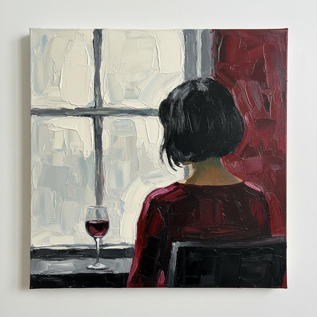 Crimson Solitude: A Heavy Impasto Study Of Light And Melancholy — Christian Noiret