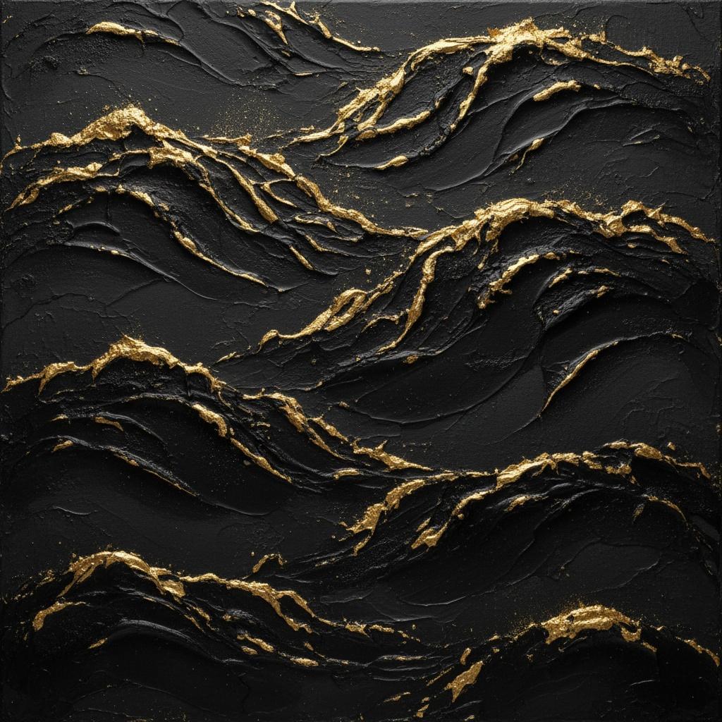 Gilded Topography: A Monumental Study Of Obsidian Waves And Liquid Gold — David Moreau