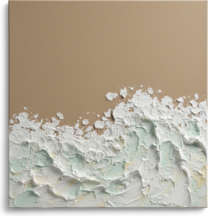 Ethereal Horizon: A Sculptural Study Of Cresting Seafoam And Silent Taupe Sands — David Moreau