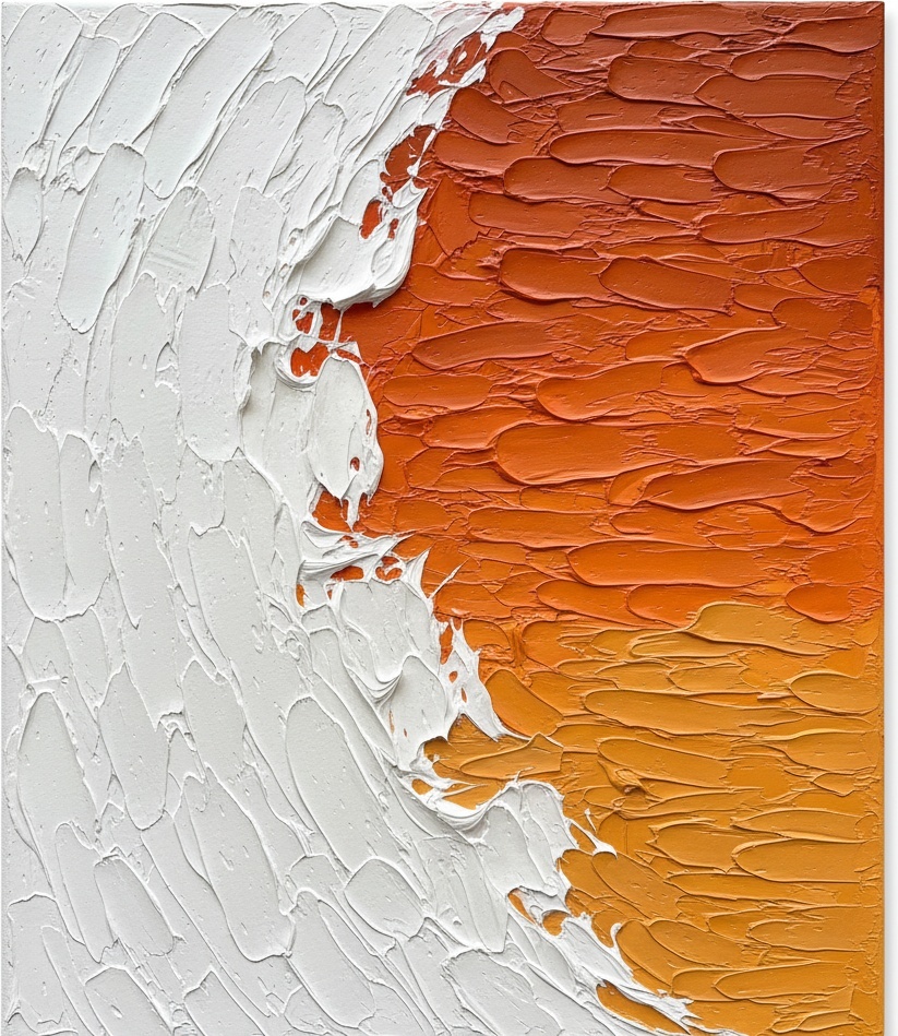 Fragmented Radiance: A Monumental Study In Impasto Ochre And Sculptural White Relief — David Moreau