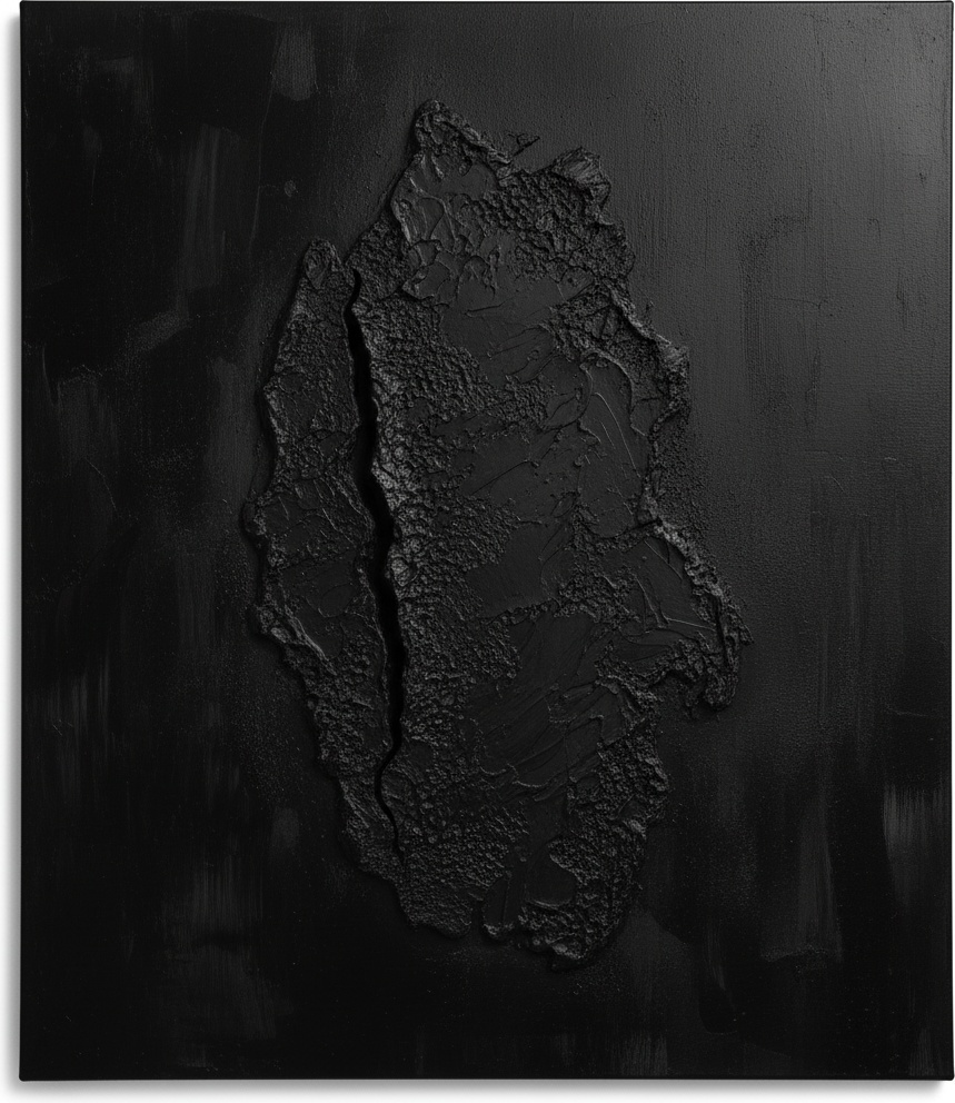 Monolithic Fracture In Obsidian: A Singular Study Of Primordial Texture And Shadow — David Moreau