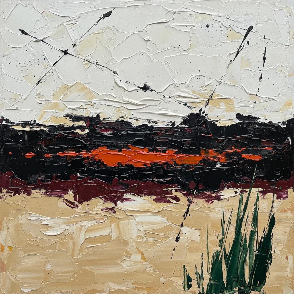 Fragmented Horizon: A Monumental Study In Crimson Shadows And Fractured Light — Christian Noiret