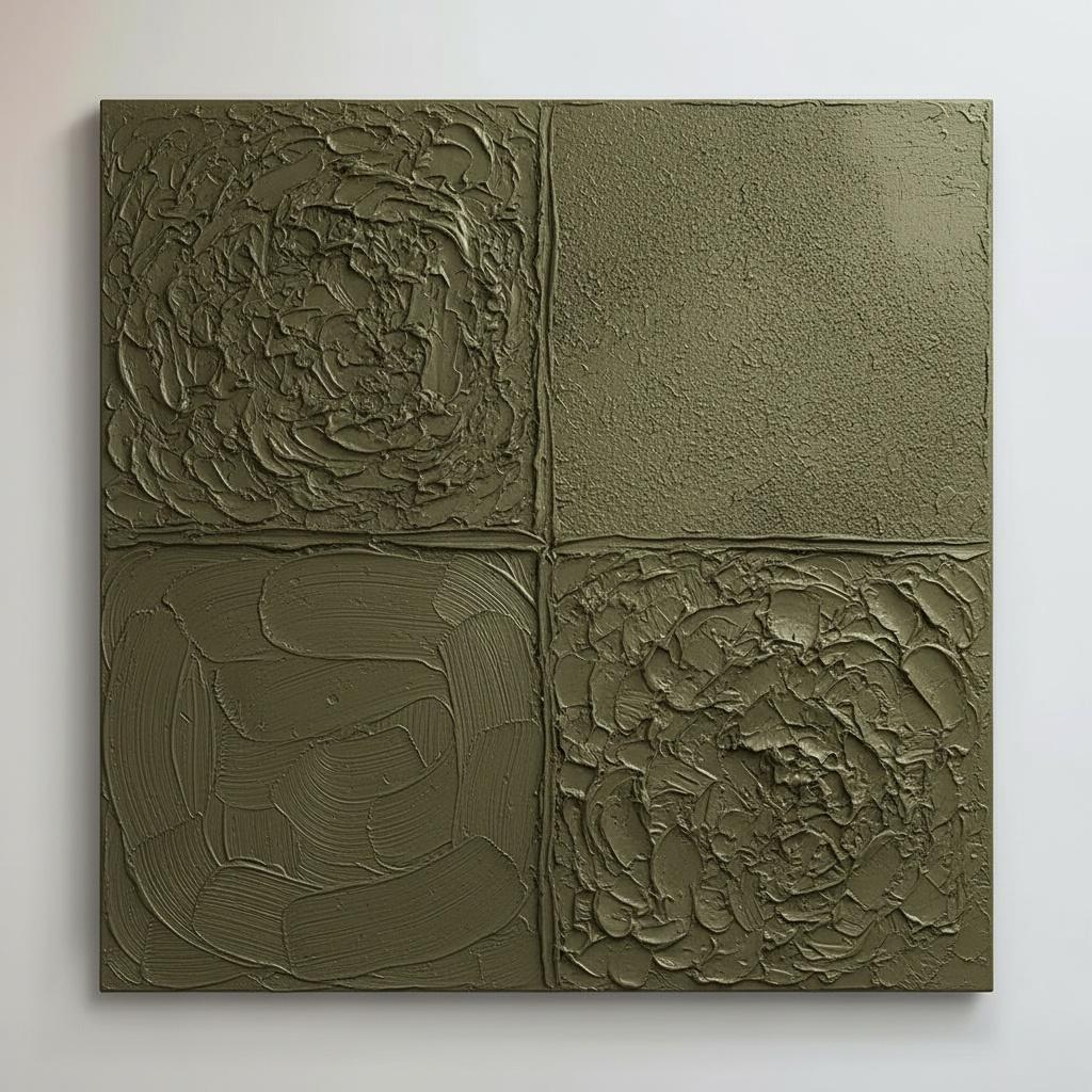 Monolithic Moss: A Sculptural Study Of Quadrant Textures And Tonal Depth — David Moreau