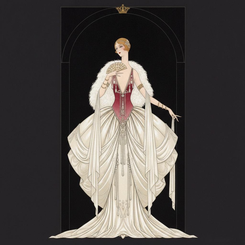 Gilded Archway Amidst Burgundy Silk And Pearl Droplets — Valentin Laurent De Courcey