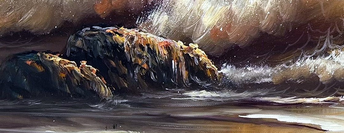 Golden Sunset Seascape with Coastal Waves - detail