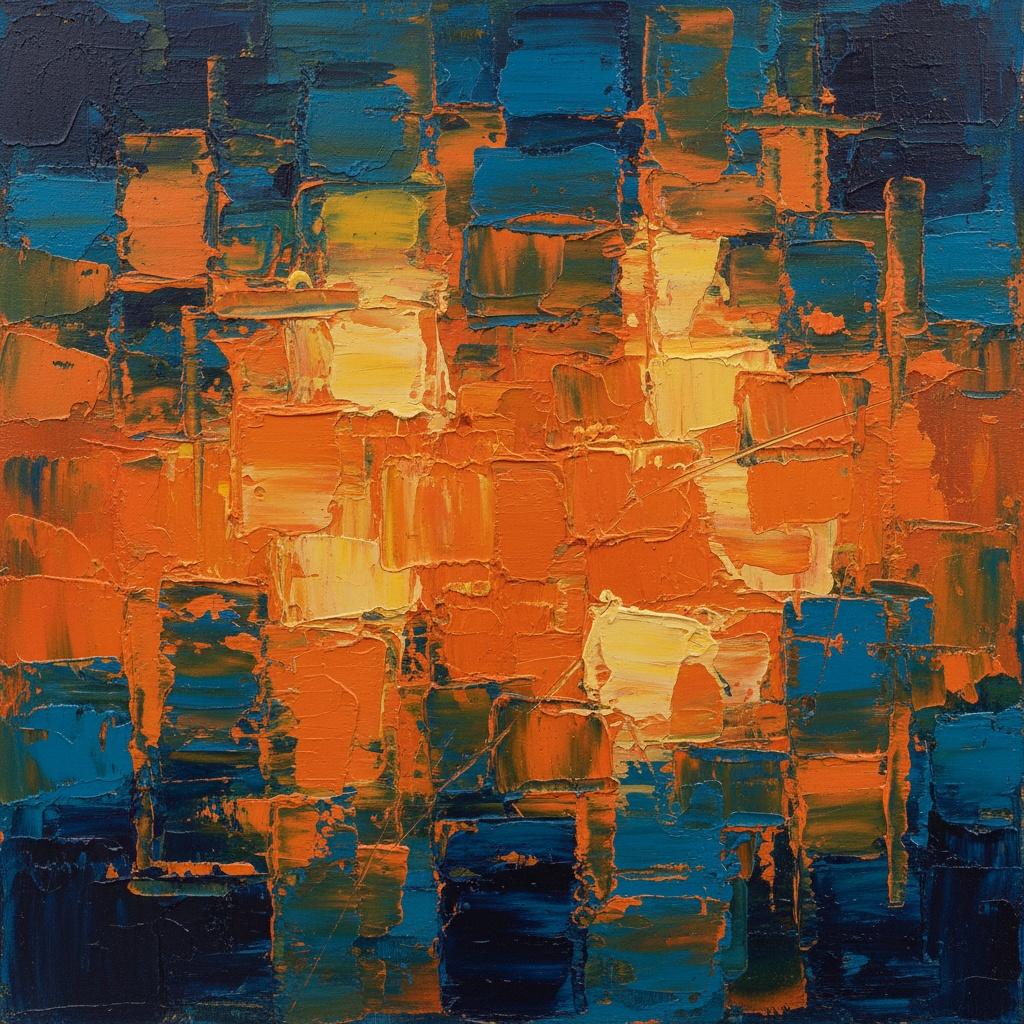 Luminous Fragments Of Midnight: A Monumental Study In Amber And Prussian Blue — Christian Noiret