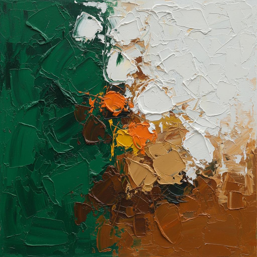 Emergent Earth: A Monumental Study In Forest Green And Sculptural Ochre Relief — Christian Noiret