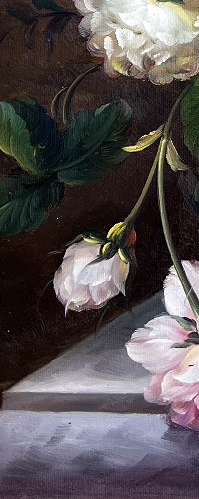 Baroque Floral Still Life with Roses and Lilies - detail