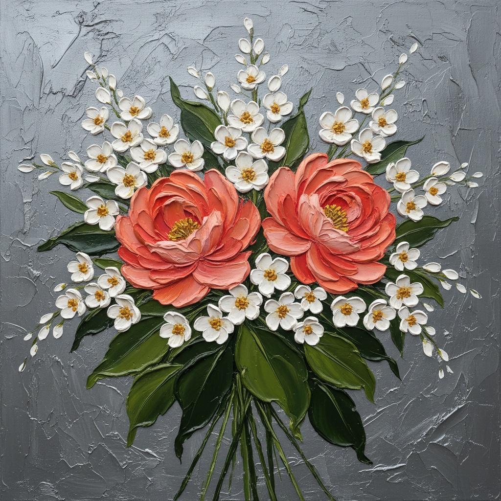 Eternal Bloom In Coral Relief: A Monumental Study Of Tactile Serenity — Christian Noiret