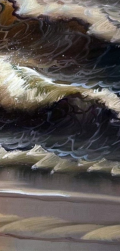 Golden Sunset Seascape with Coastal Waves - detail