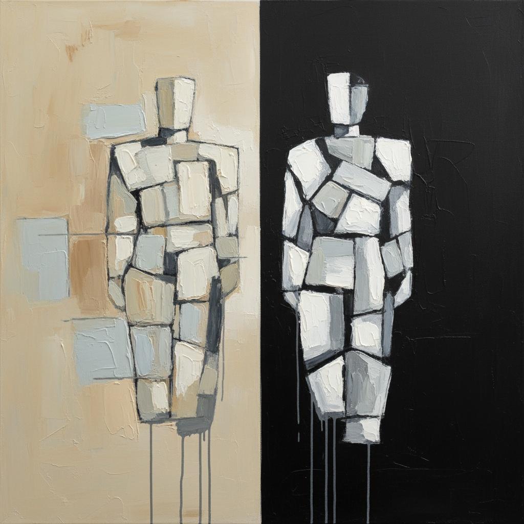 Fragmented Monoliths In Dualistic Shadow And Ethereal Beige Tones — Laurent Fabre