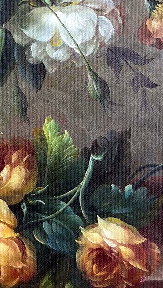 Baroque Floral Still Life with Lilies and Roses - detail