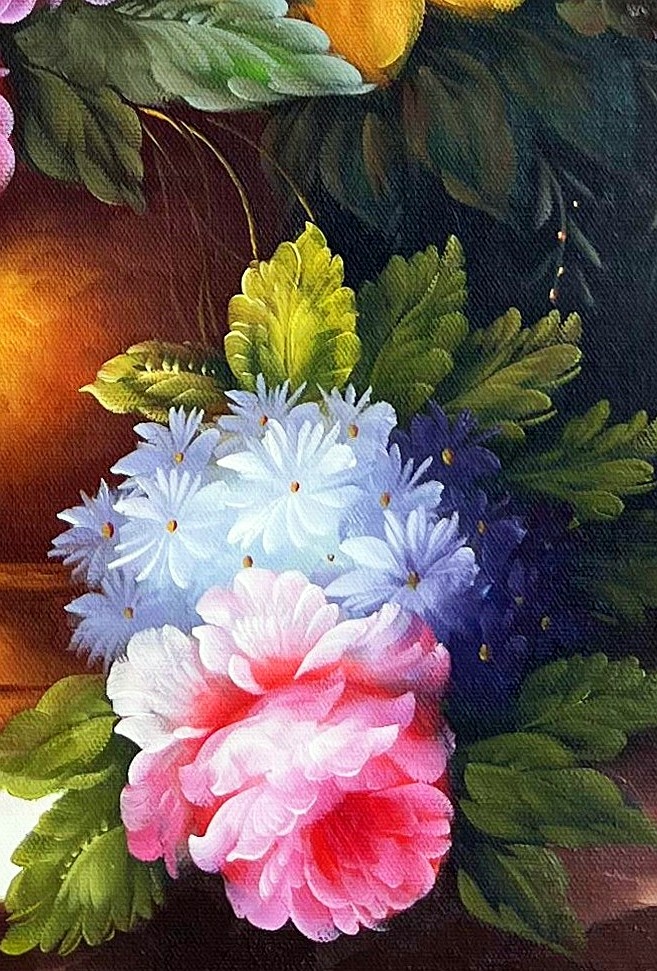 Romanticist Floral Bouquet in Golden Urn - detail
